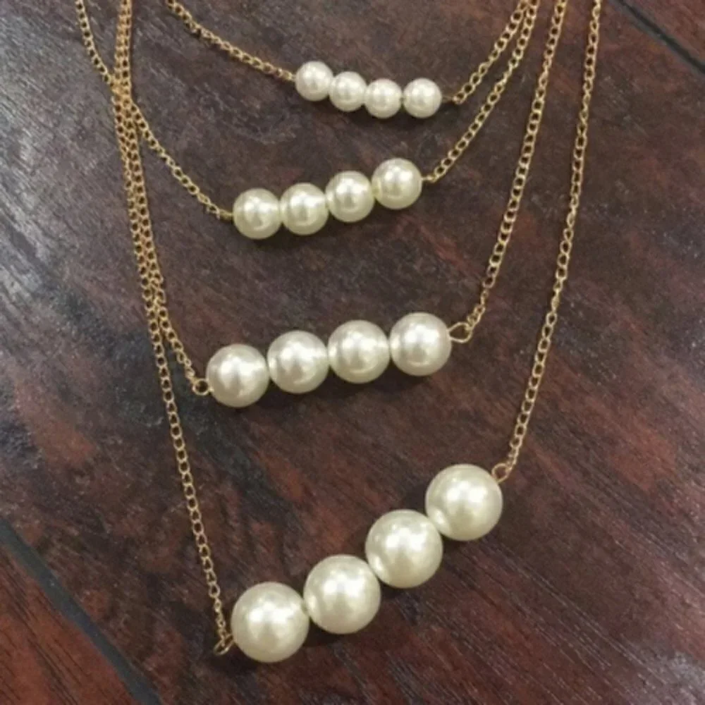 Multilayer pearl Chain Statement Necklace jewelry
